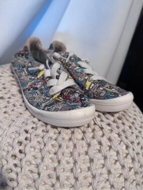 BOBS from Skechers Lace-Up Sneakers in White with MultiColor Graphic